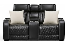 boyington black power leather reclining console loveseat   