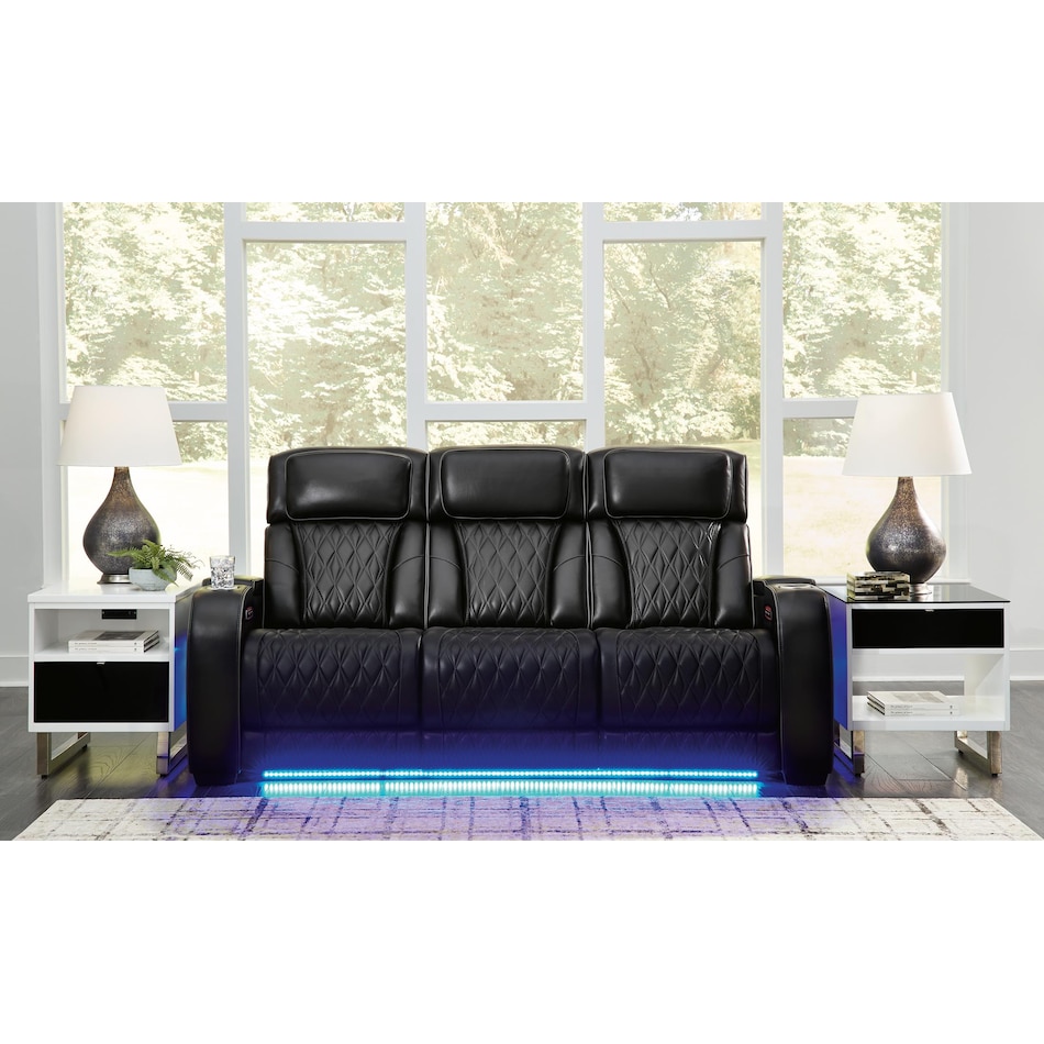 boyington black power leather reclining sofa   