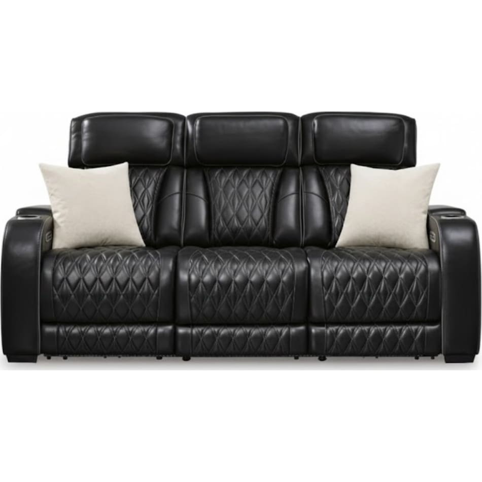 boyington black power leather reclining sofa   