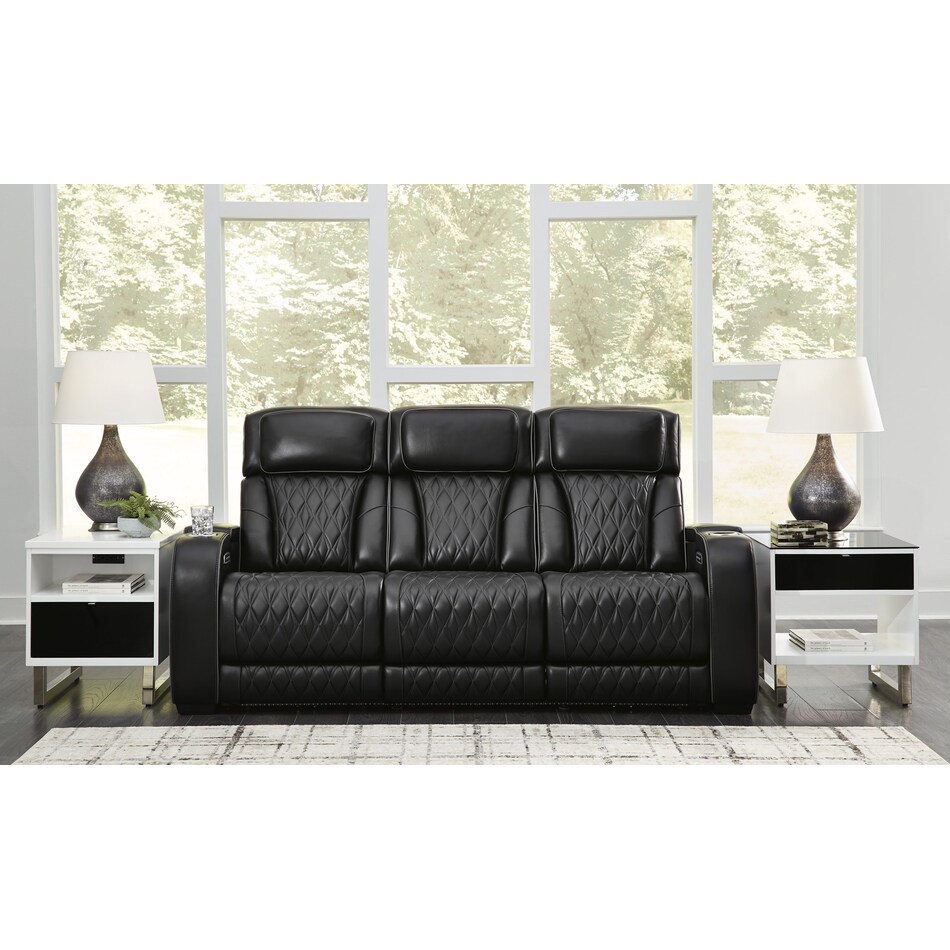 boyington black power leather reclining sofa   