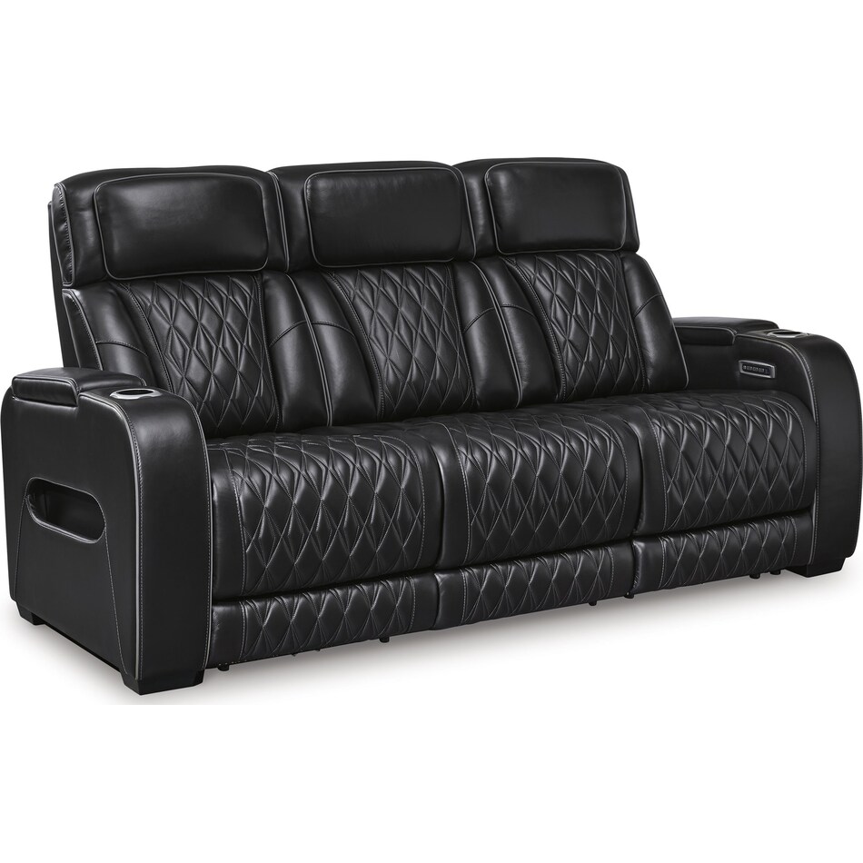 boyington black power leather reclining sofa   