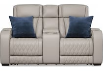 boyington gray power leather reclining console loveseat   