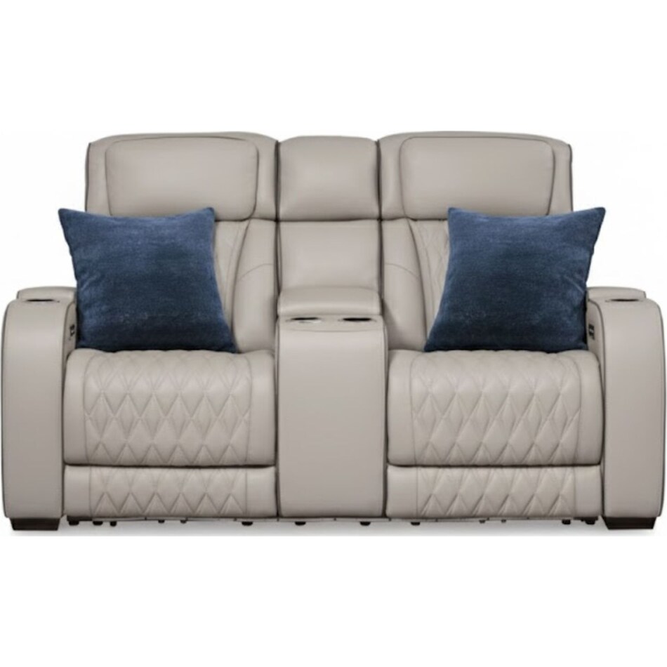 boyington gray power leather reclining console loveseat   