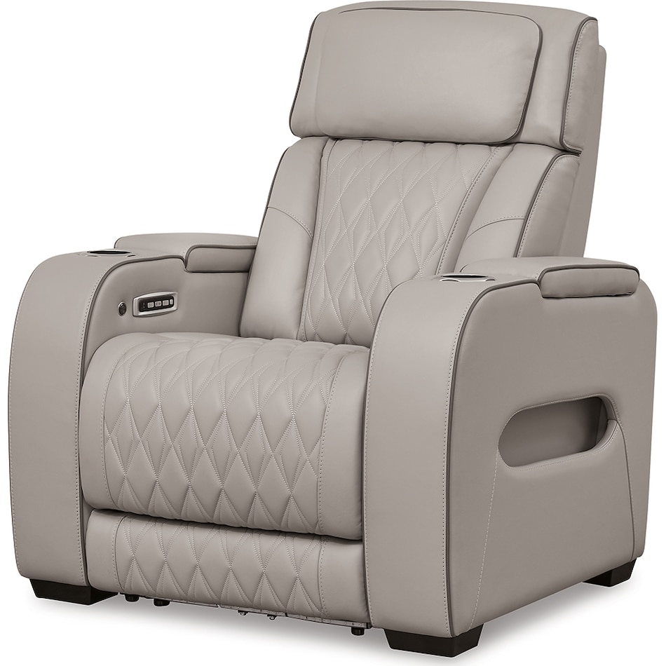 boyington grey power leather recliner   