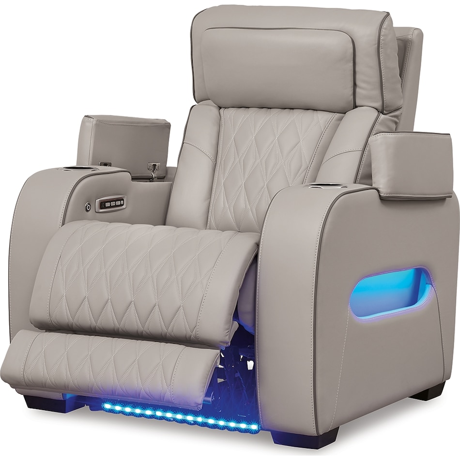 boyington grey power leather recliner   
