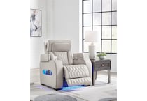 boyington grey power leather recliner   
