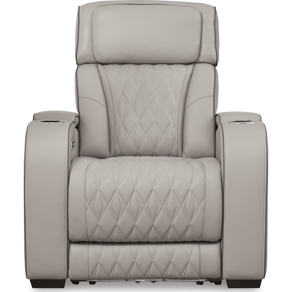 boyington grey power leather recliner   