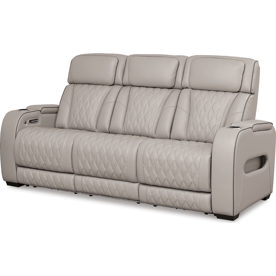 boyington grey power leather reclining sofa   