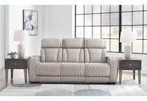 boyington grey power leather reclining sofa   
