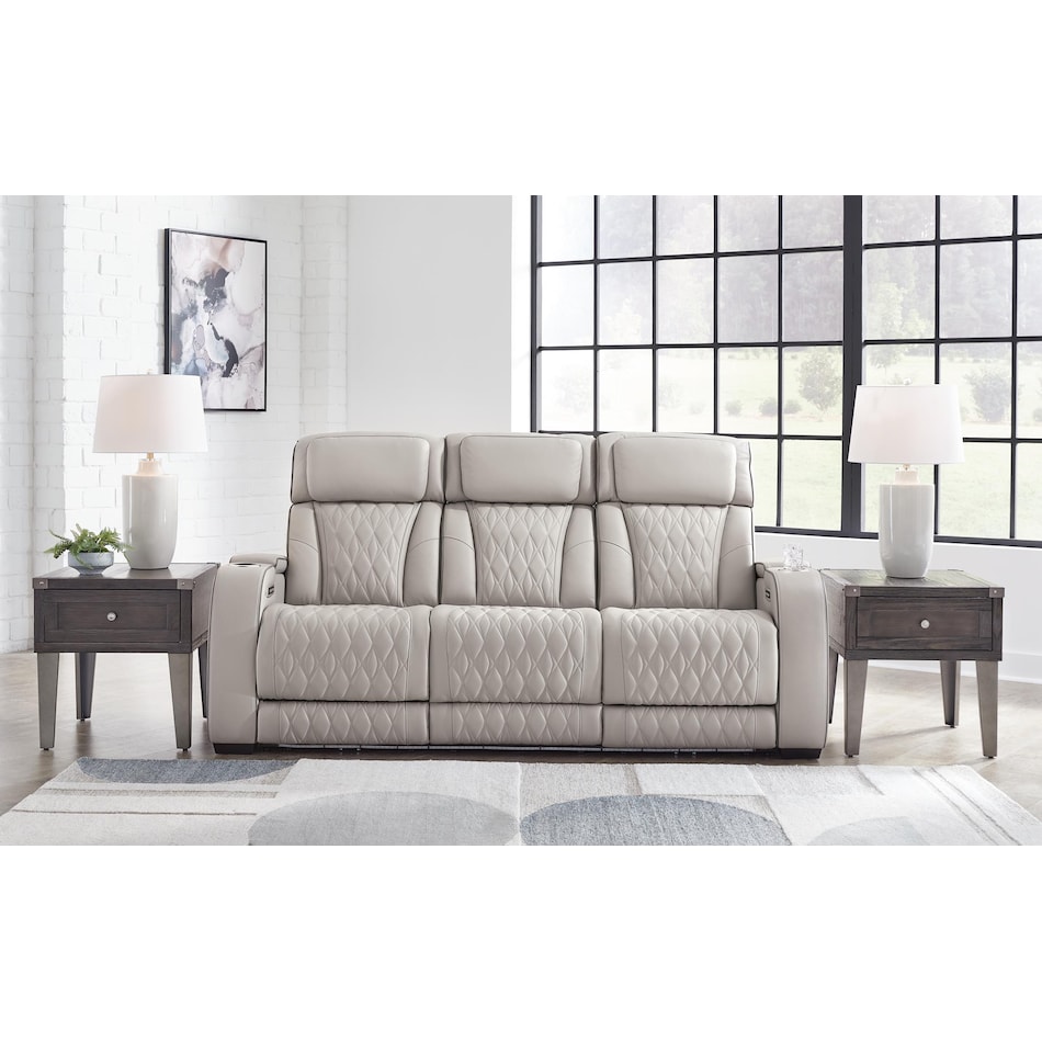 boyington grey power leather reclining sofa   
