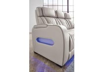 boyington grey power leather reclining sofa   
