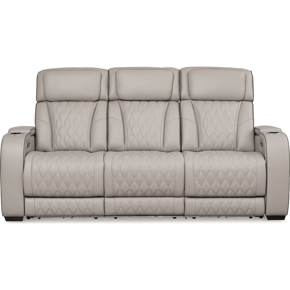 boyington grey power leather reclining sofa   