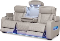 boyington grey power leather reclining sofa   