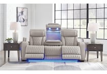 boyington grey power leather reclining sofa   