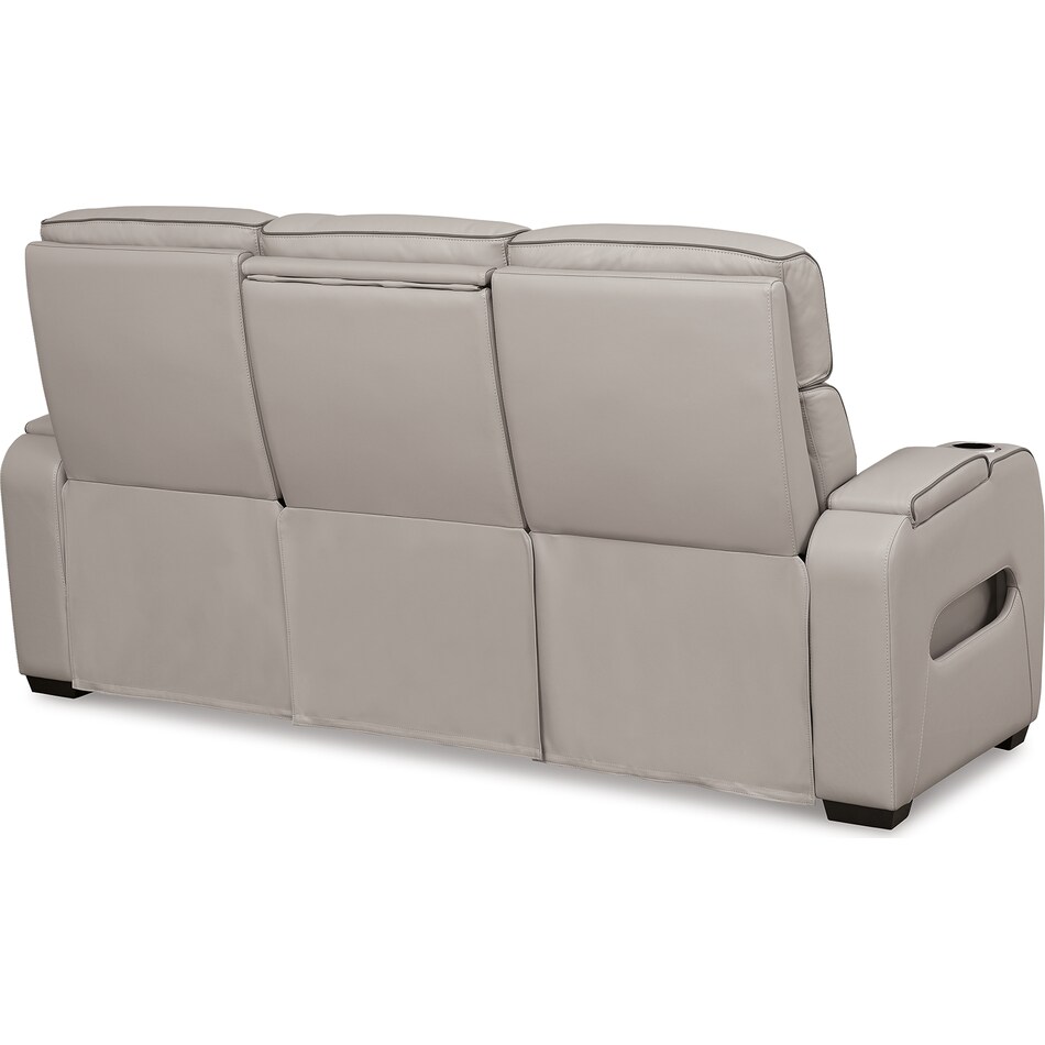 boyington grey power leather reclining sofa   