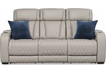 boyington grey power leather reclining sofa   