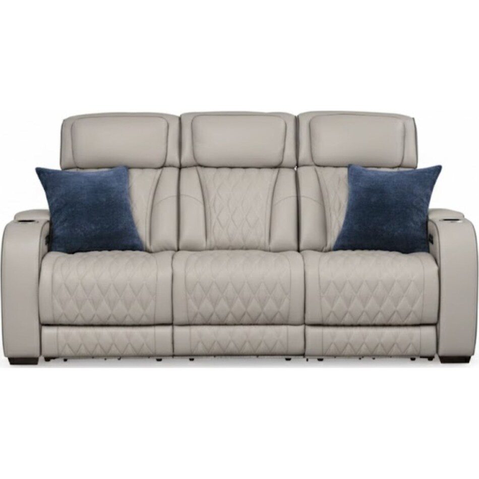 boyington grey power leather reclining sofa   