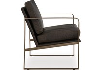 bradett dark brown gold finish leather accent chair   