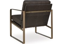 bradett dark brown gold finish leather accent chair   