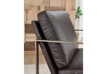 bradett dark brown gold finish leather accent chair   