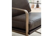 bradett dark brown gold finish leather accent chair   