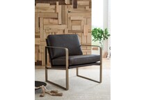 bradett dark brown gold finish leather accent chair   