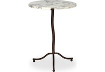 brently veined white marble iron antique rust end table   