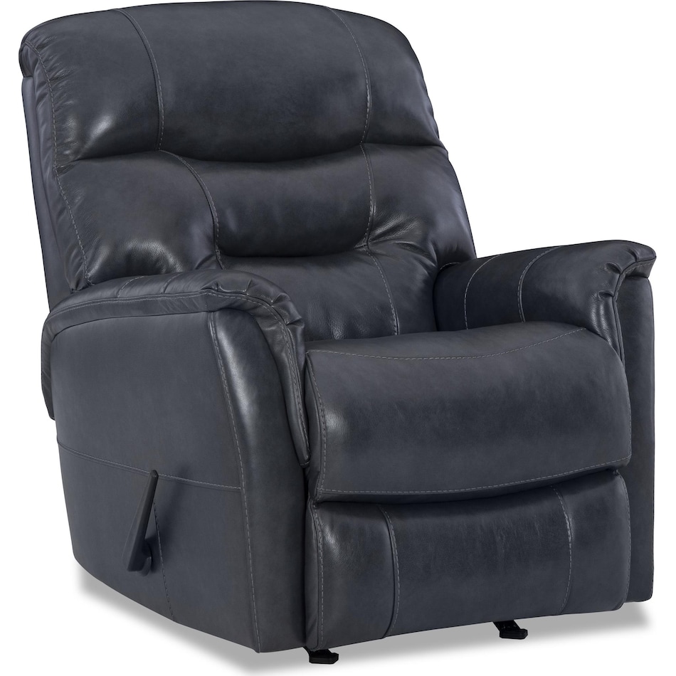 brock blue leather rocker recliner   