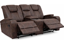 brooklynn brown reclining console loveseat   