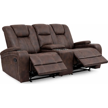 BROOKLYNN RECLINING ROCKER GLIDER CONSOLE LOVESEAT