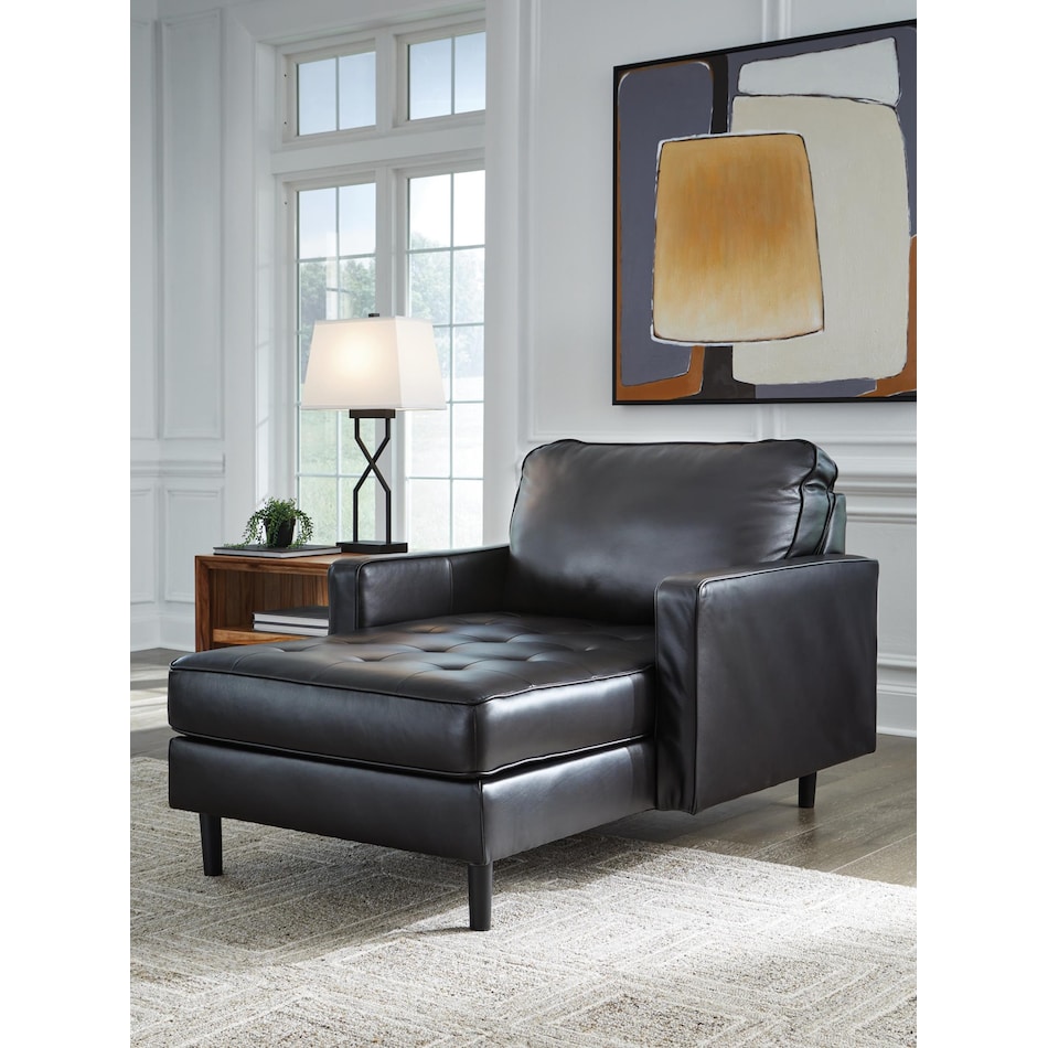 bryceview onyx leather chaise   