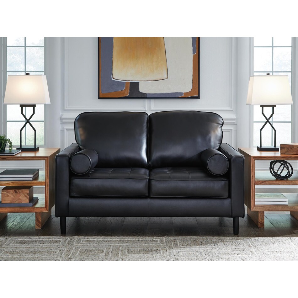 bryceview onyx leather loveseat   
