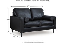bryceview onyx leather loveseat   