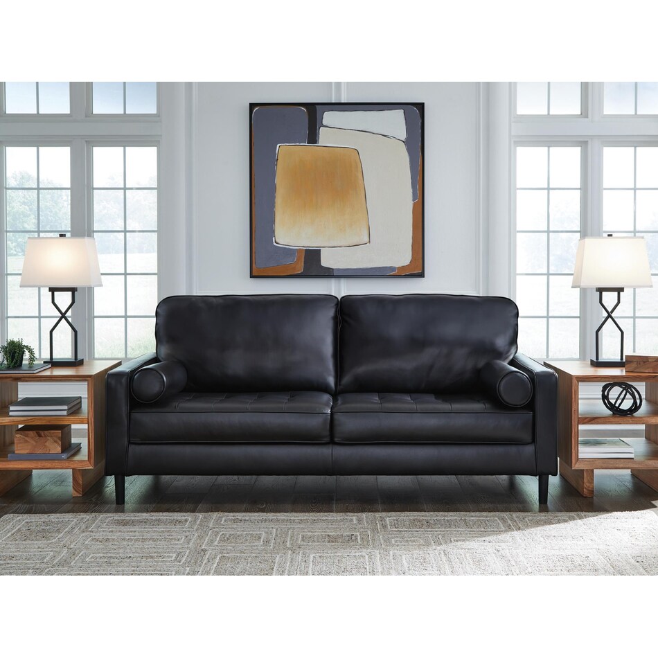 bryceview onyx leather sofa   