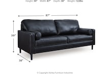 bryceview onyx leather sofa   