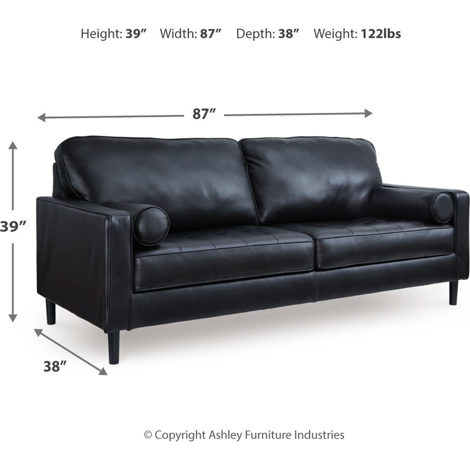 bryceview onyx leather sofa   
