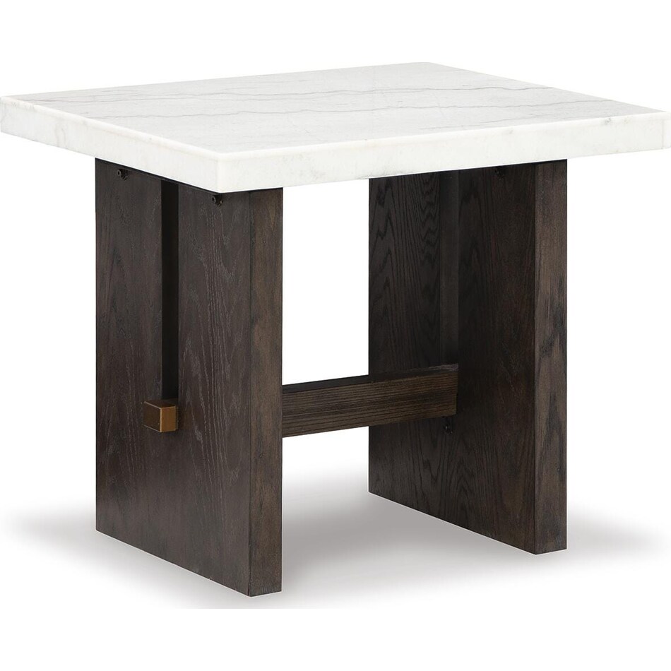 burkhaus white dark brown end table   