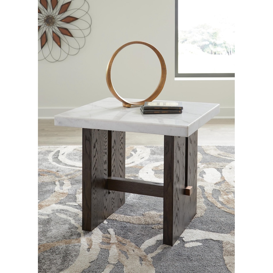 burkhaus white dark brown end table   