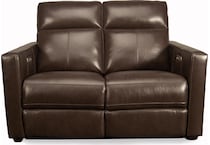 butler chocolate power leather reclining loveseat   