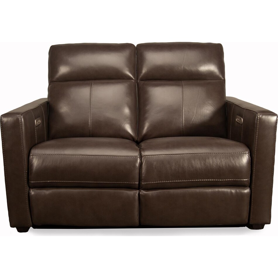 butler chocolate power leather reclining loveseat   