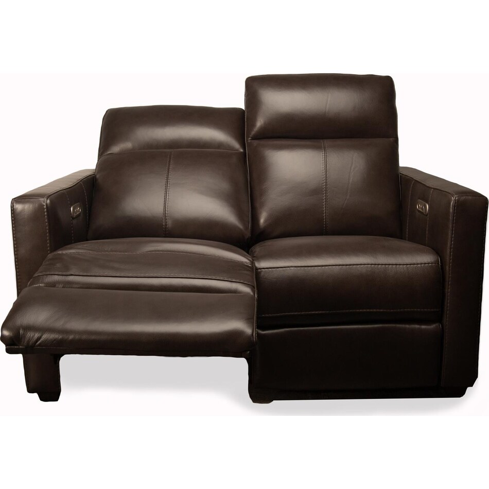 butler chocolate power leather reclining loveseat   