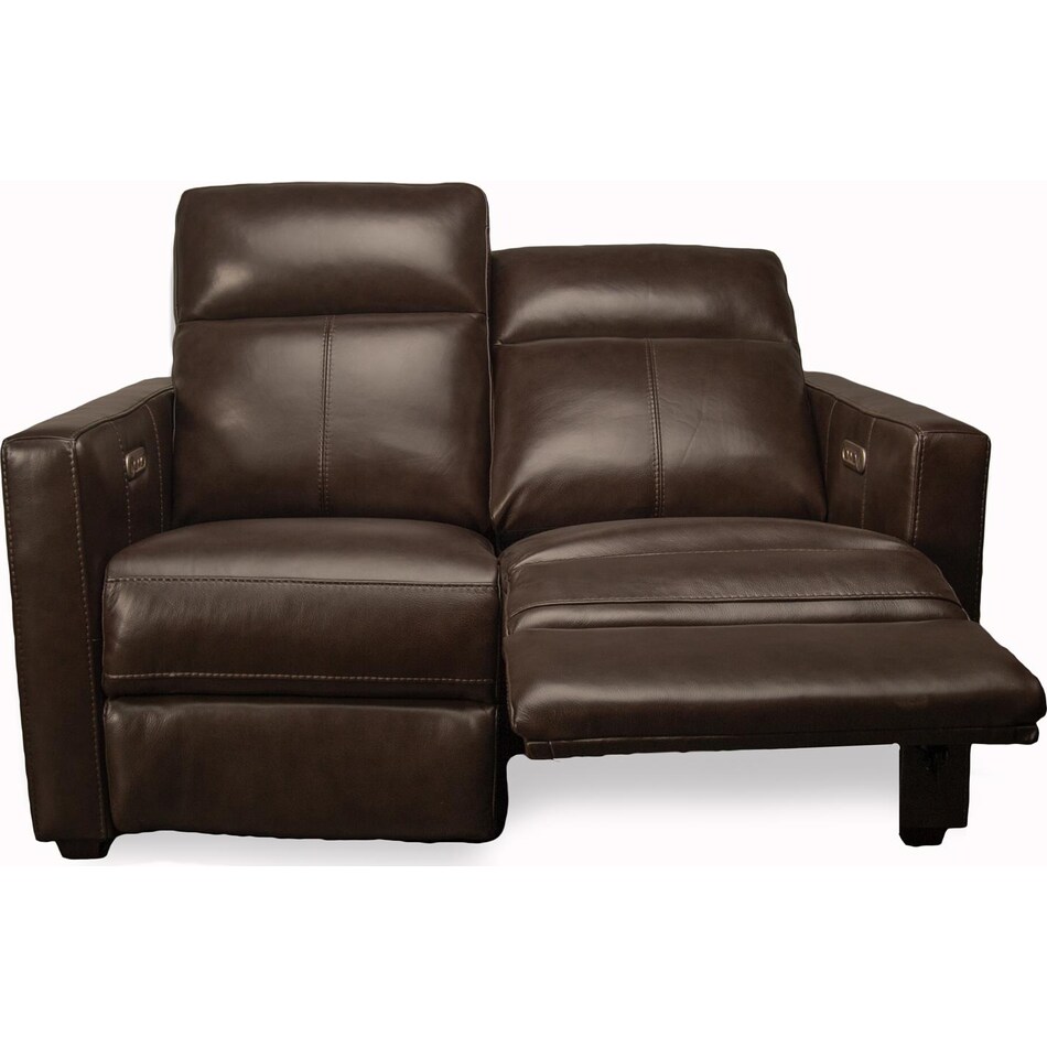 butler chocolate power leather reclining loveseat   