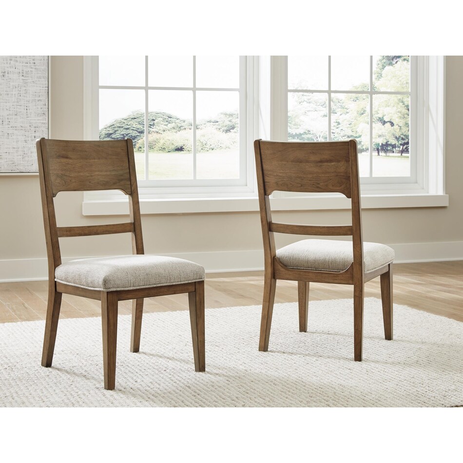 cabalynn oatmeal light brown side chair   