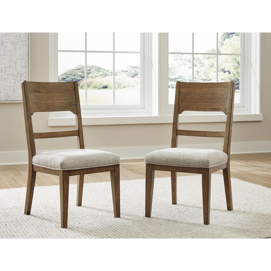 cabalynn oatmeal light brown side chair   
