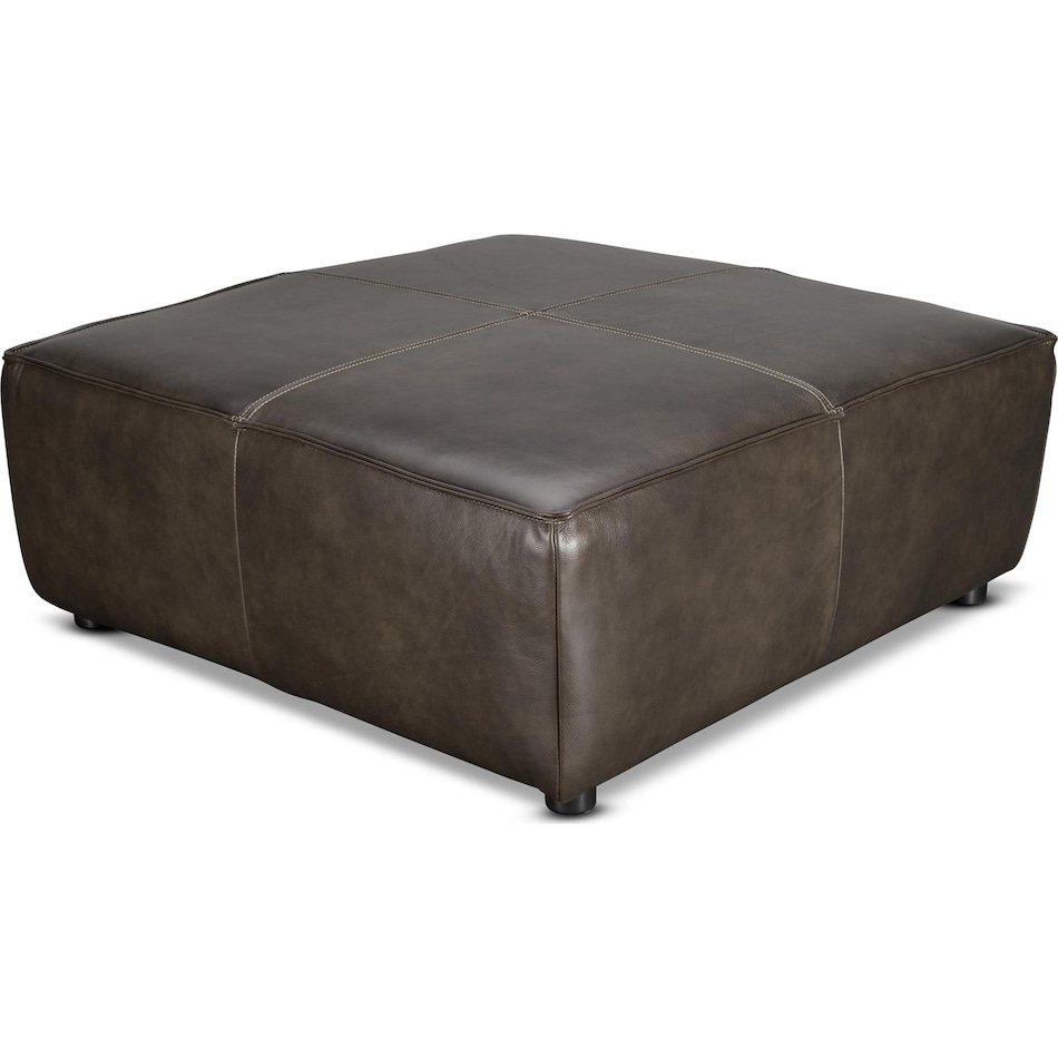 caden brown leather ottoman   