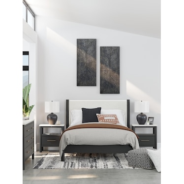 CAMDMORI QUEEN UPHOLSTERED PANEL BED