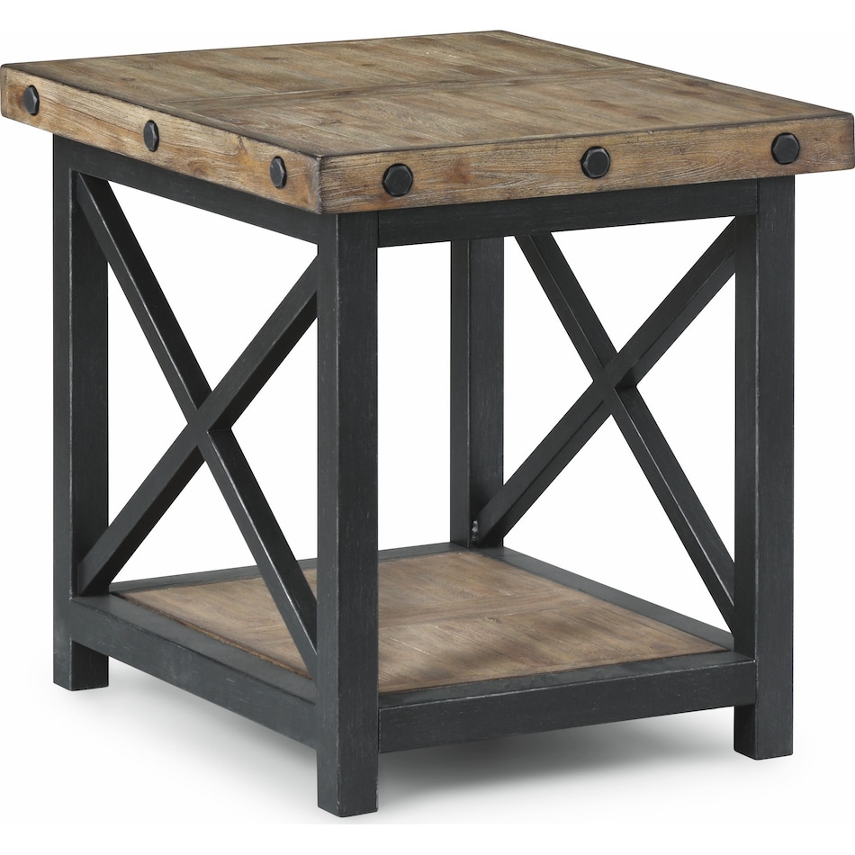 calahan black brown end table   