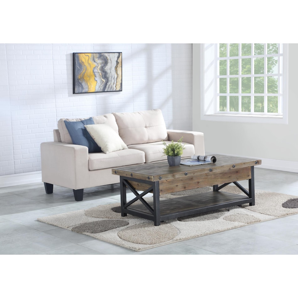 calahan brown cktl tbl castered lift top    