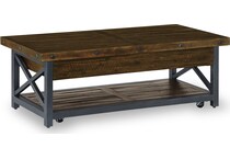 calahan dark brown black cktl tbl castered lift top    