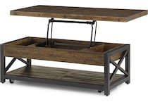 calahan dark brown black cktl tbl castered lift top    